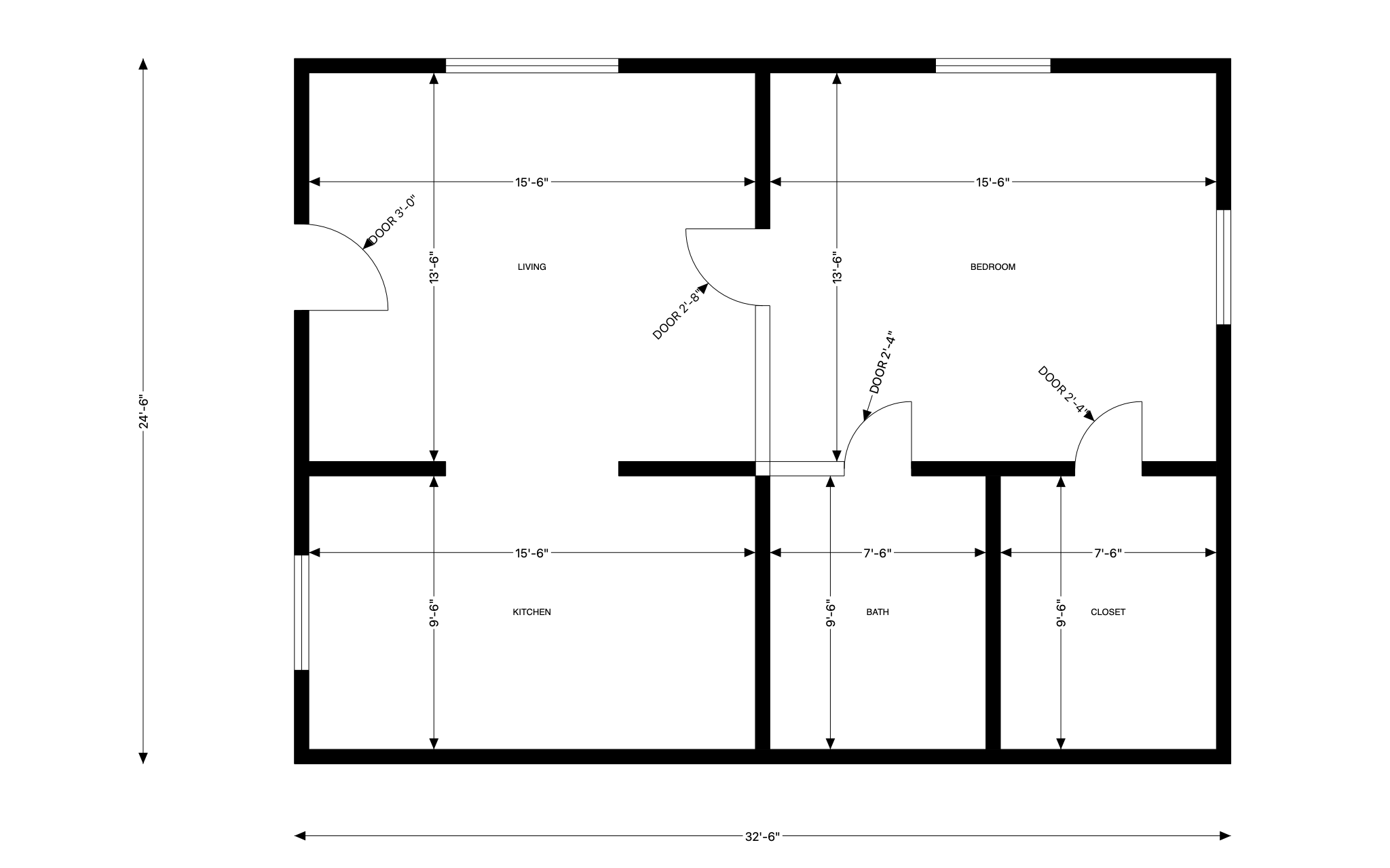 One-bedroom apartment — a C3 drawing produced by C3 Assistant
